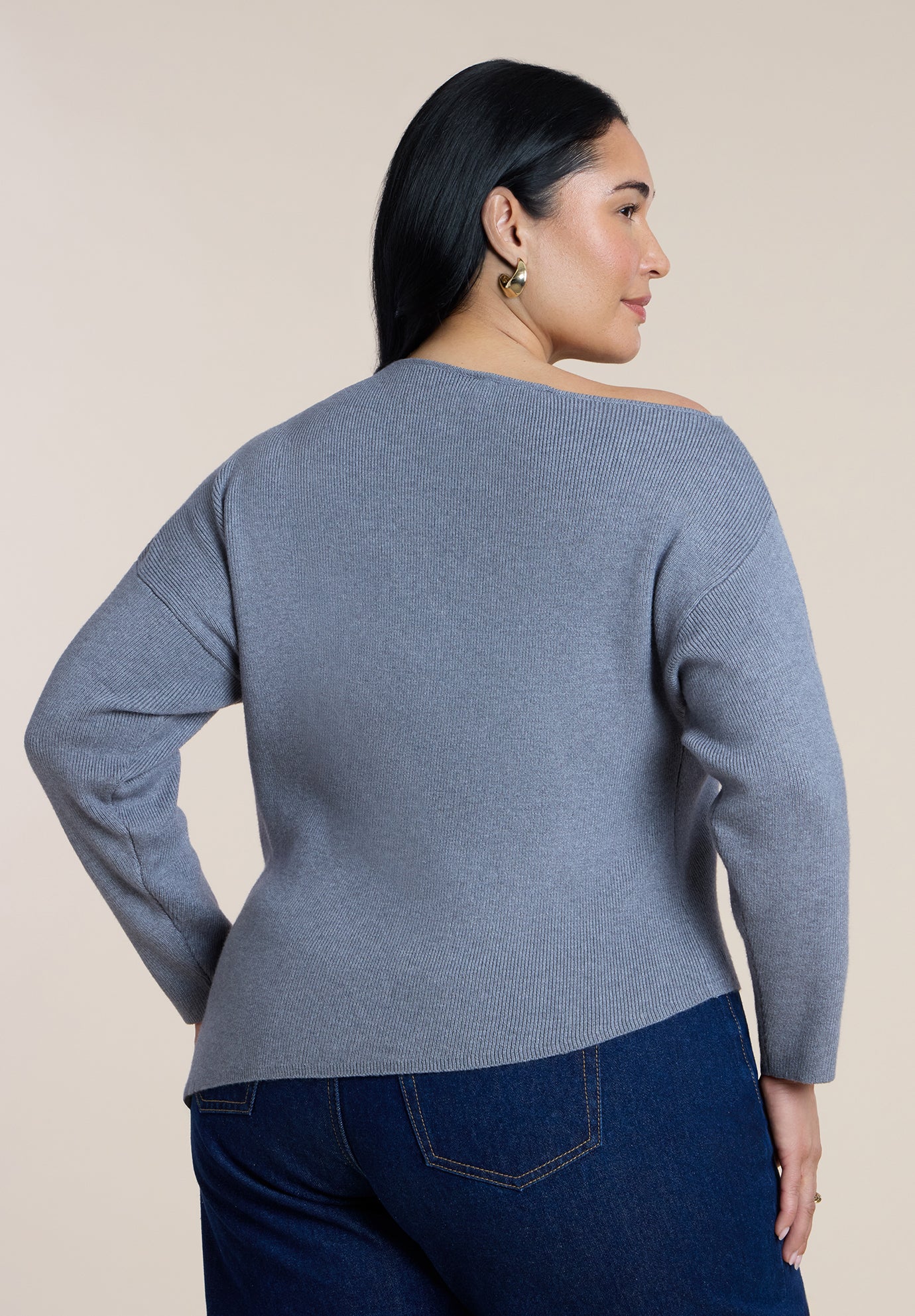 Off The Shoulder Sweater With Side Slit image number 2