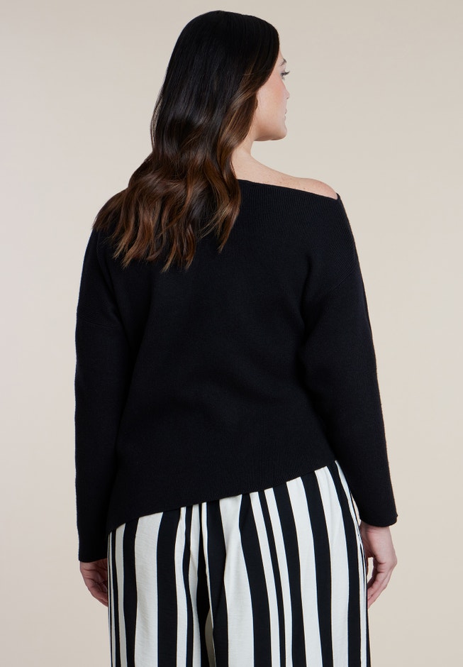 Off The Shoulder Sweater With Side Slit image number 1