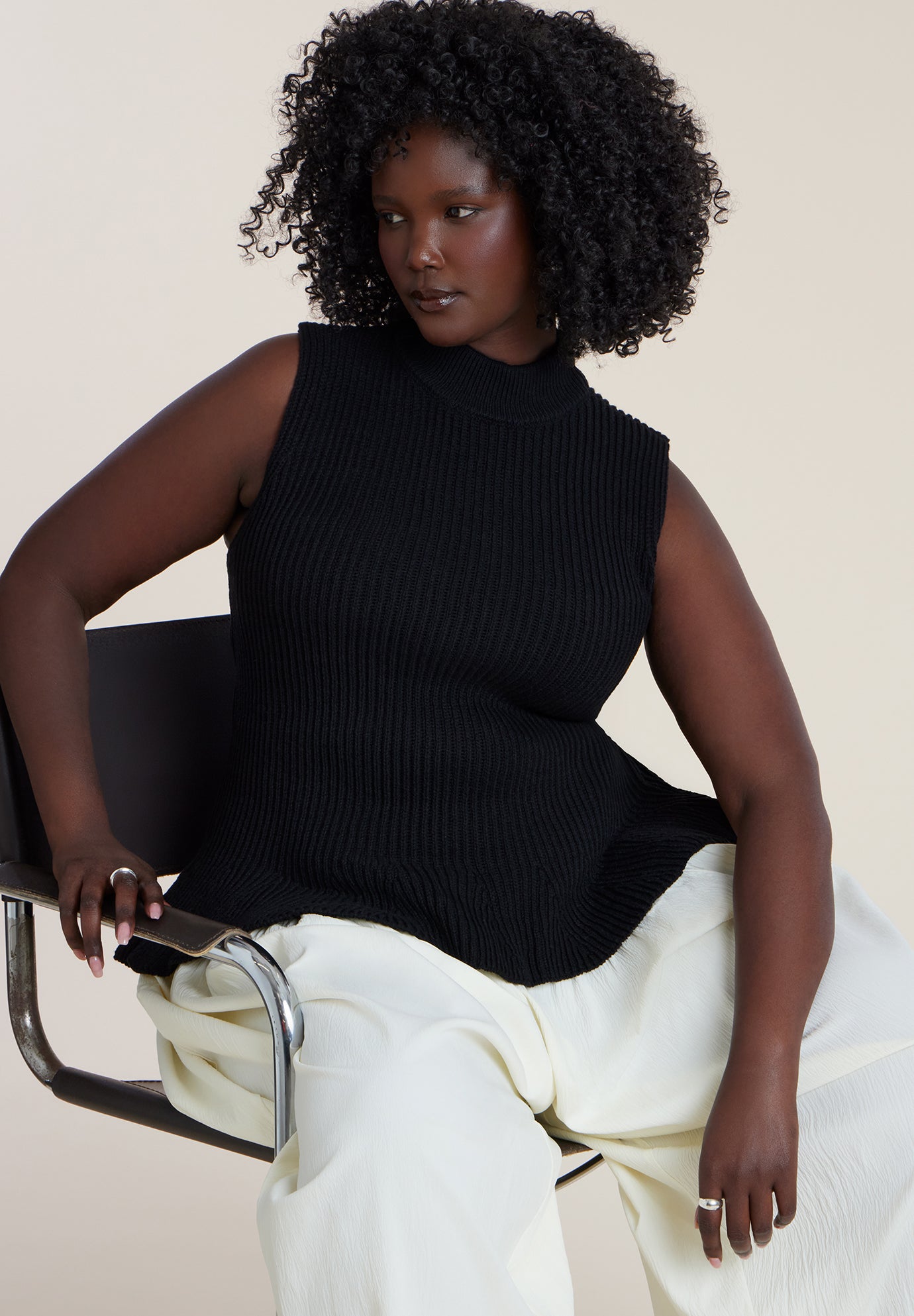 Mockneck Peplum Sweater image number 3