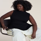 Mockneck Peplum Sweater image number null