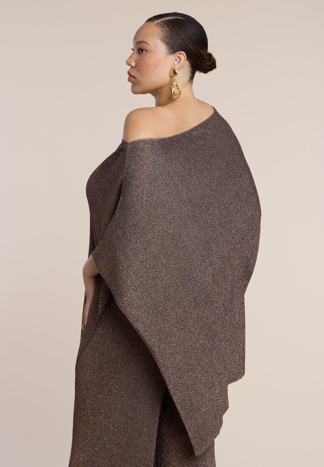 Asym Sheer Shimmer Knit Cape image number 1