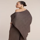 Asym Sheer Shimmer Knit Cape image number null