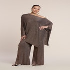Asym Sheer Shimmer Knit Cape image number null