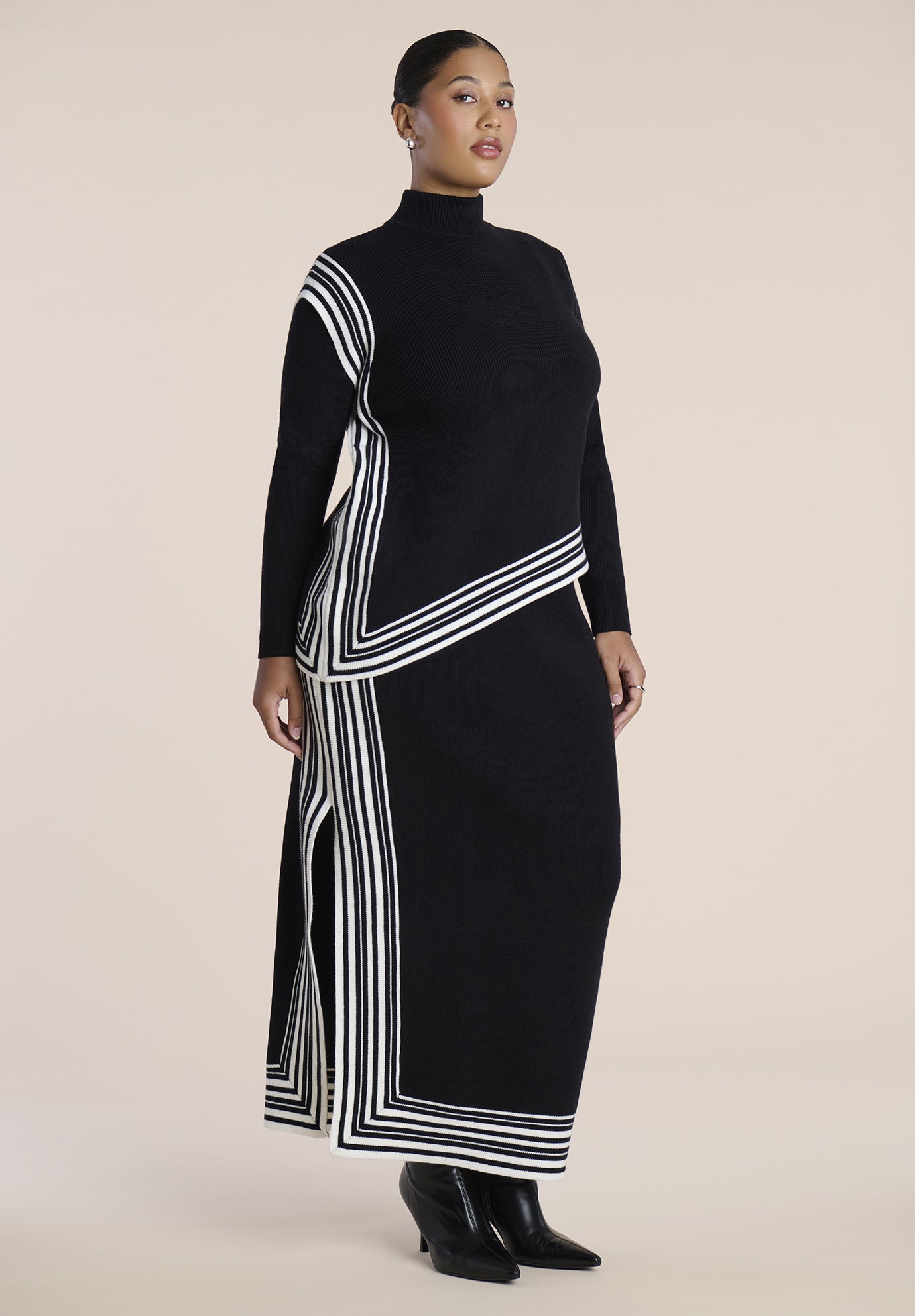 Stripe-Detail Sweater Maxi Skirt image number 2