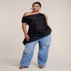 Foldover Waistband Distressed Straight-Leg Jean image number 2