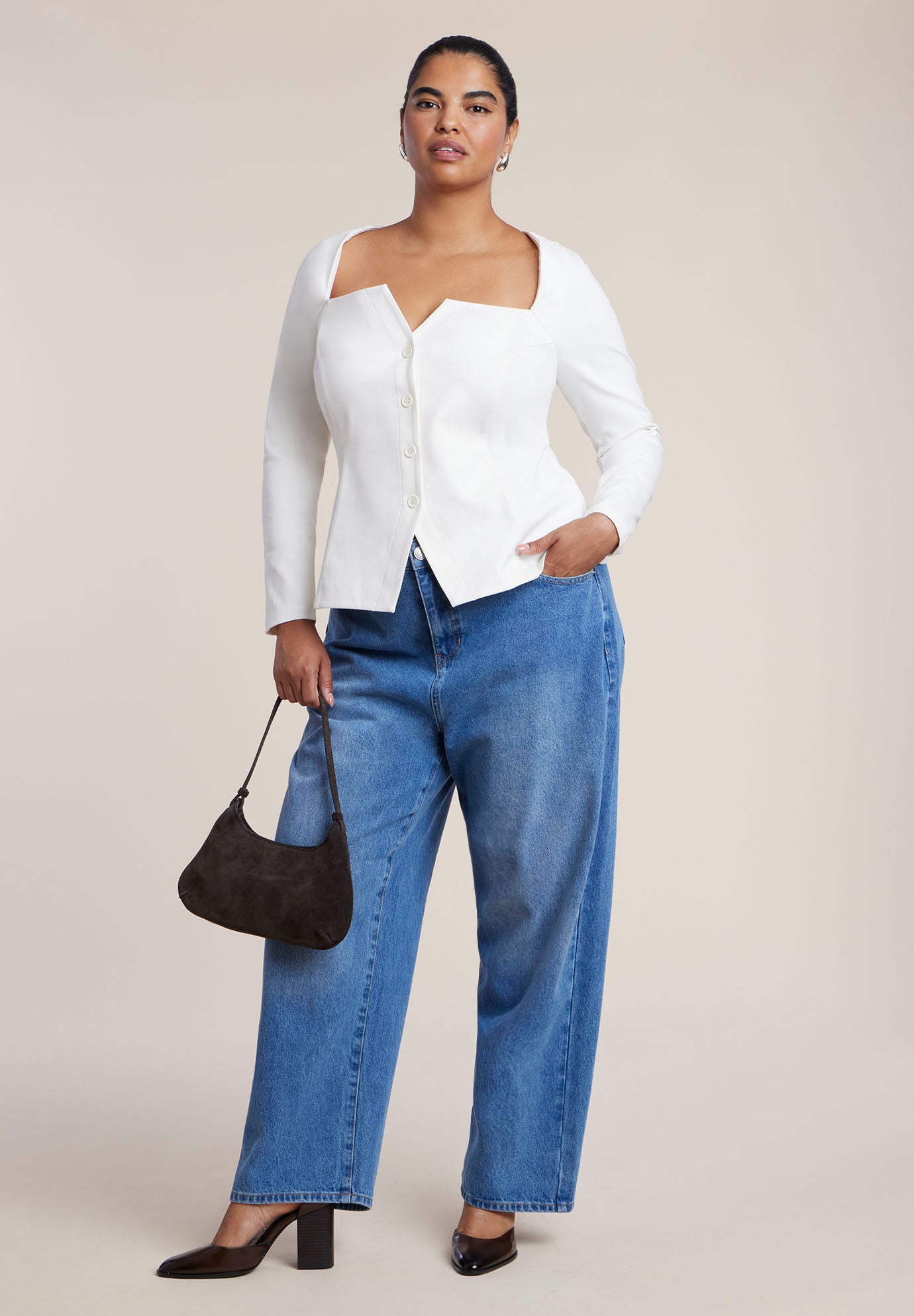 Adjustable Wide-Leg Jeans image number 1
