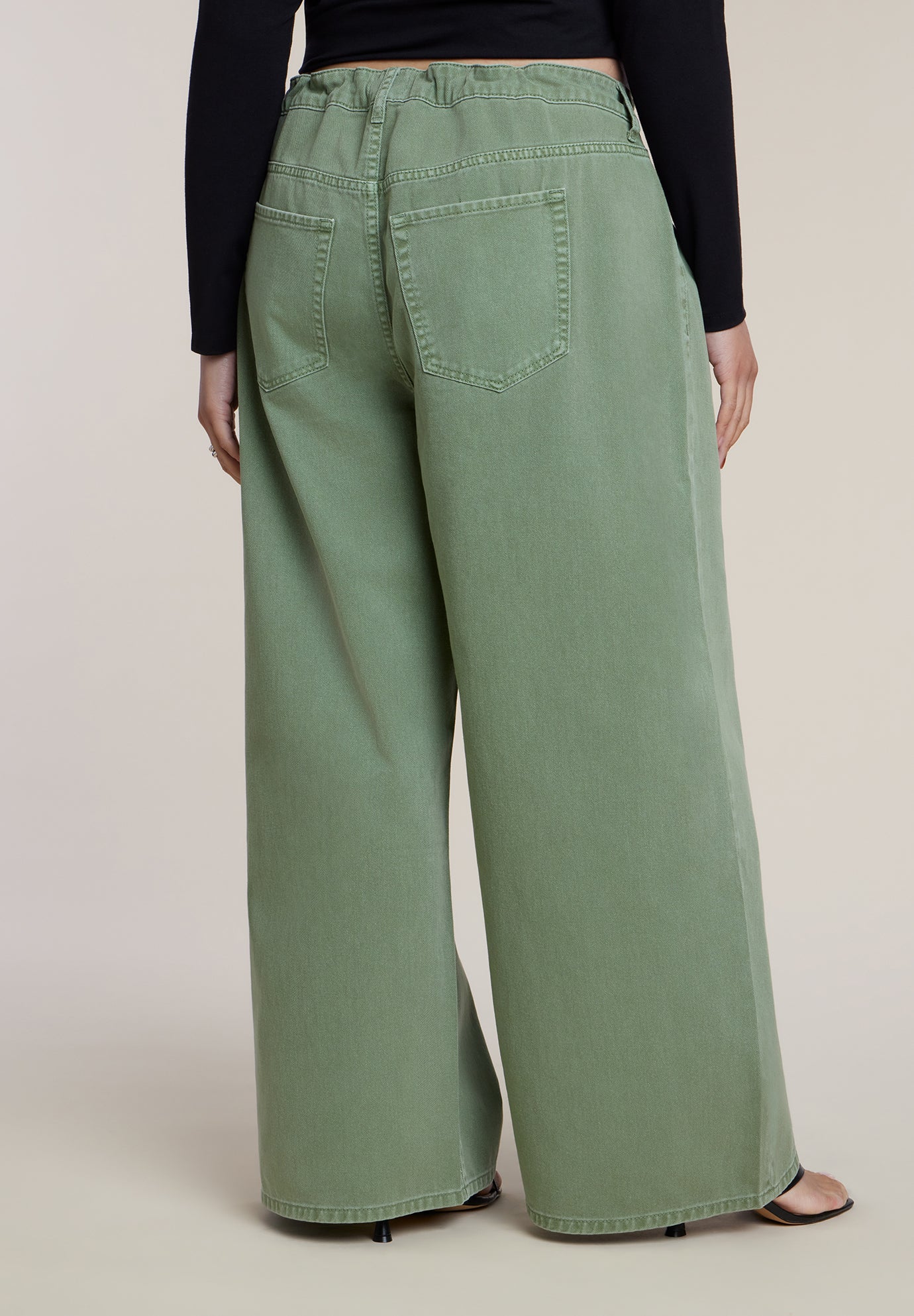 Drawstring Waist Lightweight Wide-Leg Jean image number 2