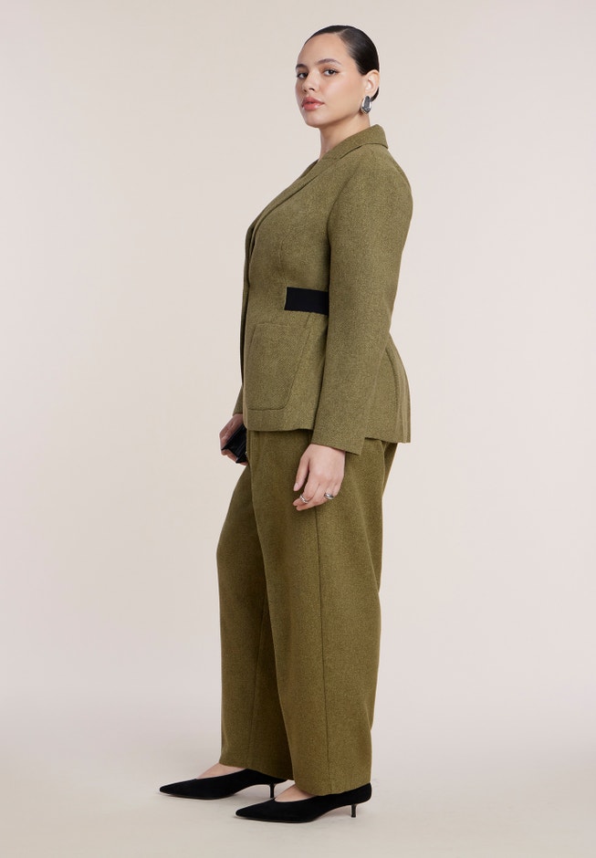 Cinched Elastic Waist Blazer image number 3