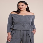 Off The Shoulder Belted Blazer Top image number 0