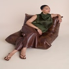 Satin Fringed Scarf Top image number 3