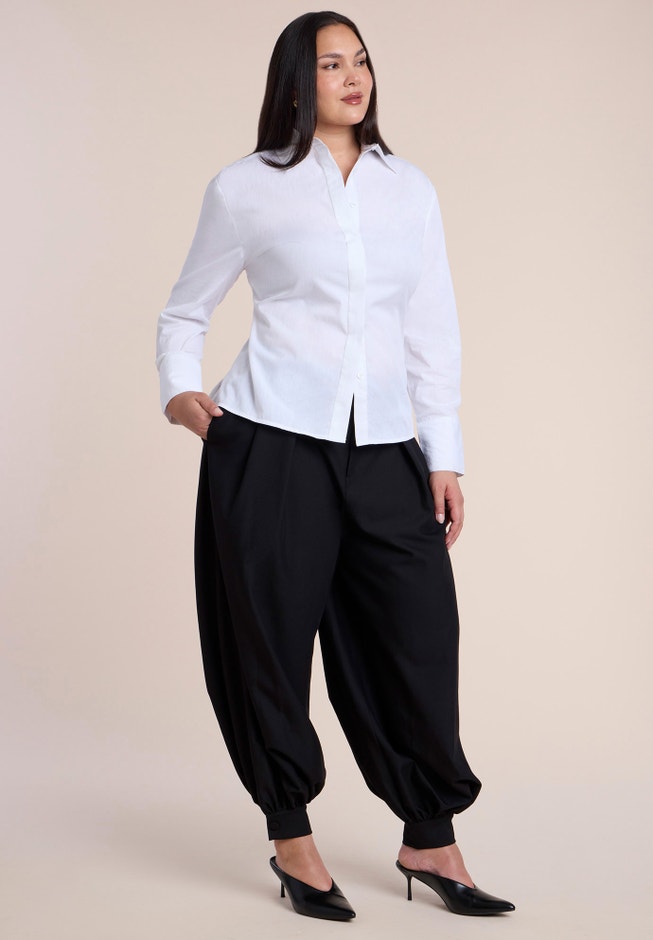 Poplin Lace-Up Button Up Top image number 2