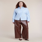 Poplin Lace-Up Button Up Top image number 2