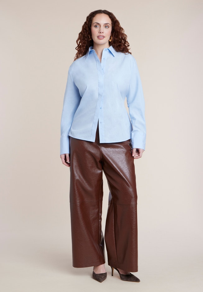Poplin Lace-Up Button Up Top image number 2