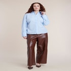 Poplin Lace-Up Button Up Top image number 3