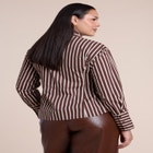 Striped Poplin Button Up Top With Tie image number 2