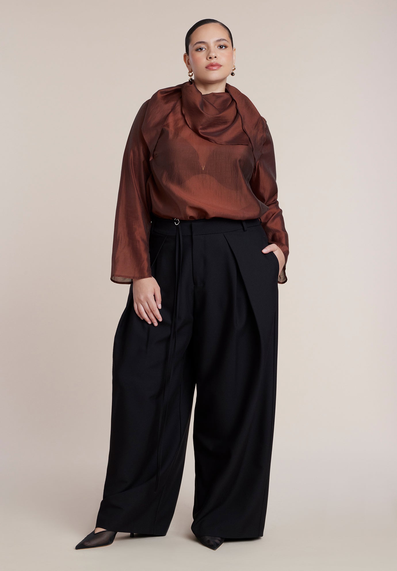 Sheer Scarf Blouse image number 3