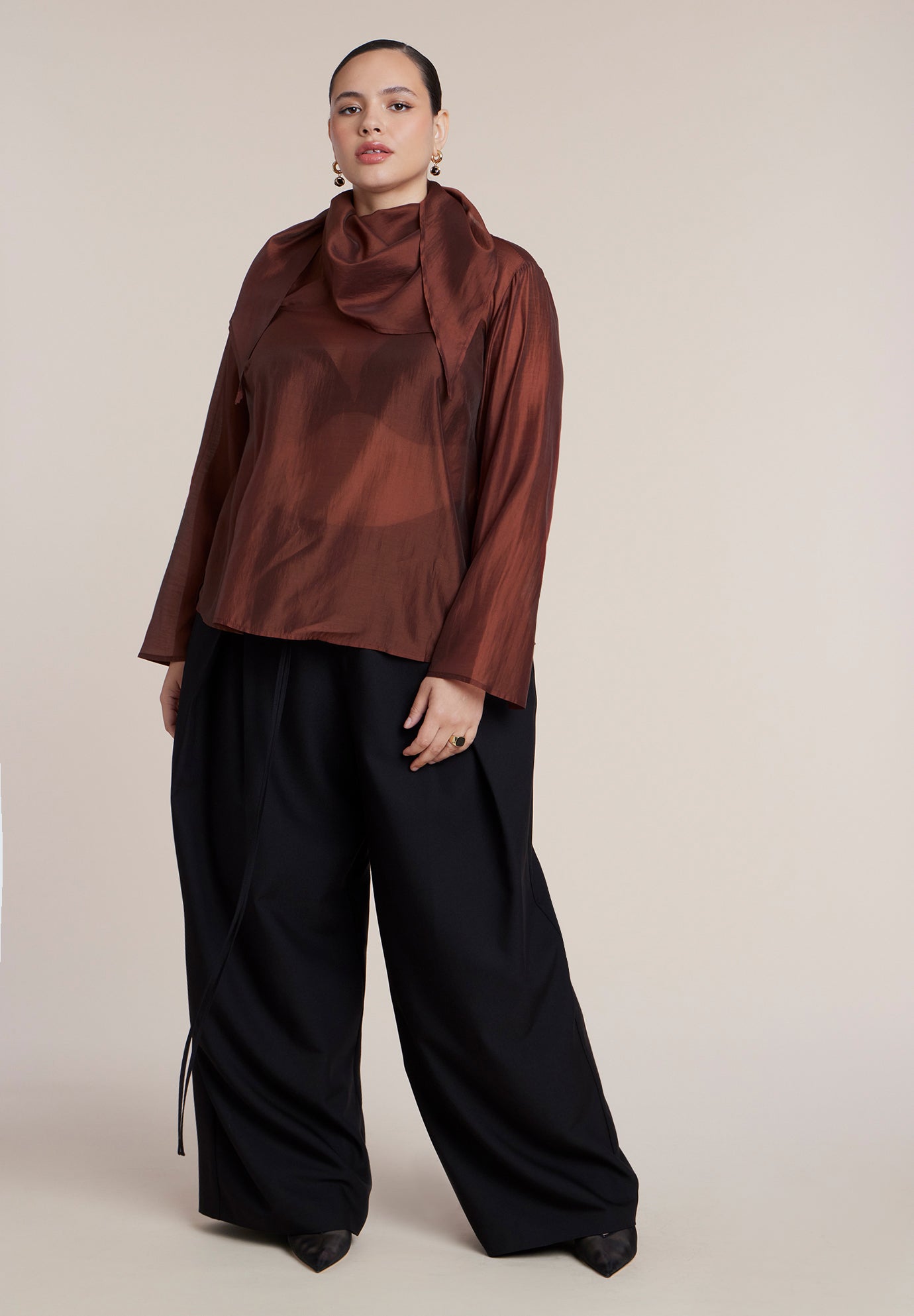 Sheer Scarf Blouse image number 4