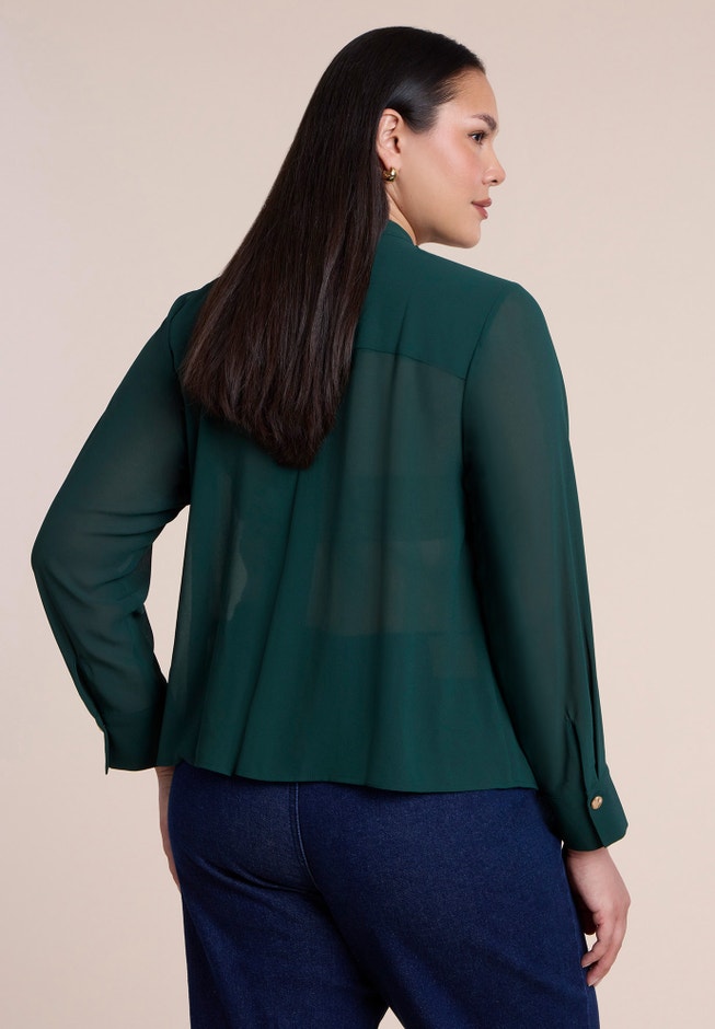 Chiffon Draped Placket Top image number 1