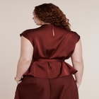 Satin Cowl Neck Belted Top image number 1