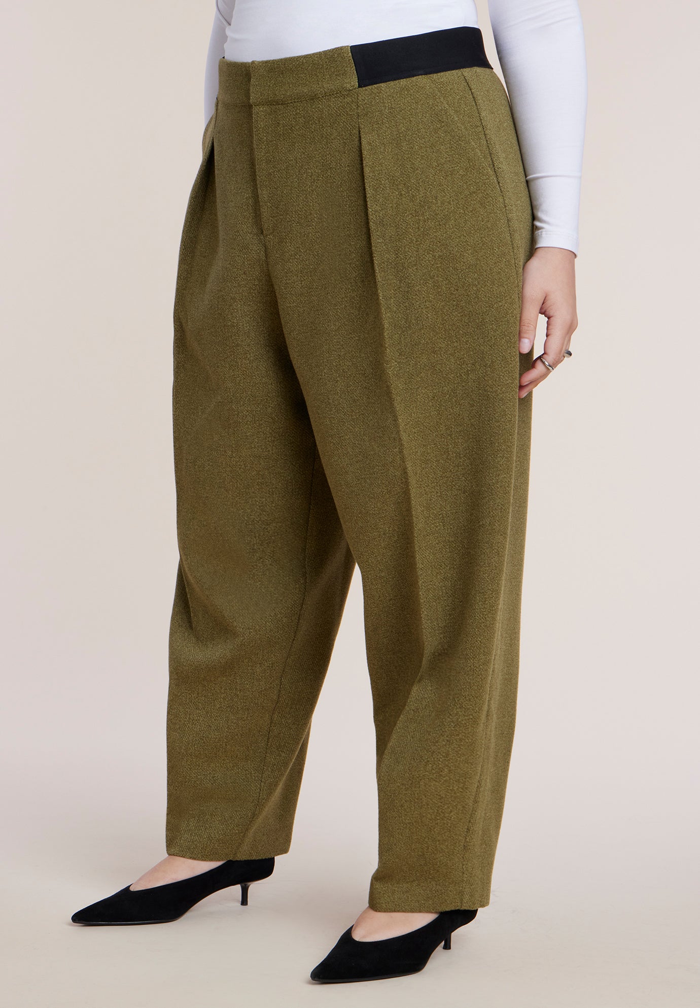 Elastic Waist Straight-Leg Trouser image number 1