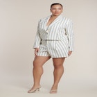 Boxy Cropped Stripe Blazer image number null