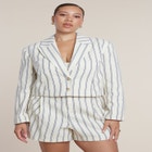 Boxy Cropped Stripe Blazer image number null