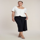 Cinched Waist Short Sleeve Blazer image number null