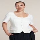 Cinched Waist Short Sleeve Blazer image number null
