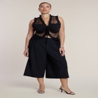 Ruffled Lace Top With Tie Detail image number null