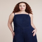 Stretch Denim Culotte Jumpsuit image number null