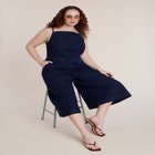 Stretch Denim Culotte Jumpsuit image number null