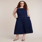 Stretch Denim Culotte Jumpsuit image number null
