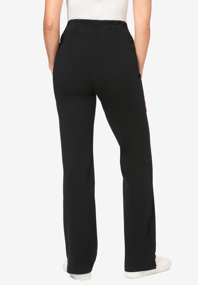 Stretch-Cotton Knit Pull-On Bootcut Leggings image number 1