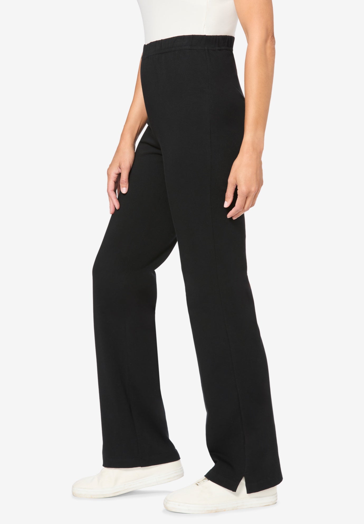 Stretch-Cotton Knit Pull-On Bootcut Leggings image number 2