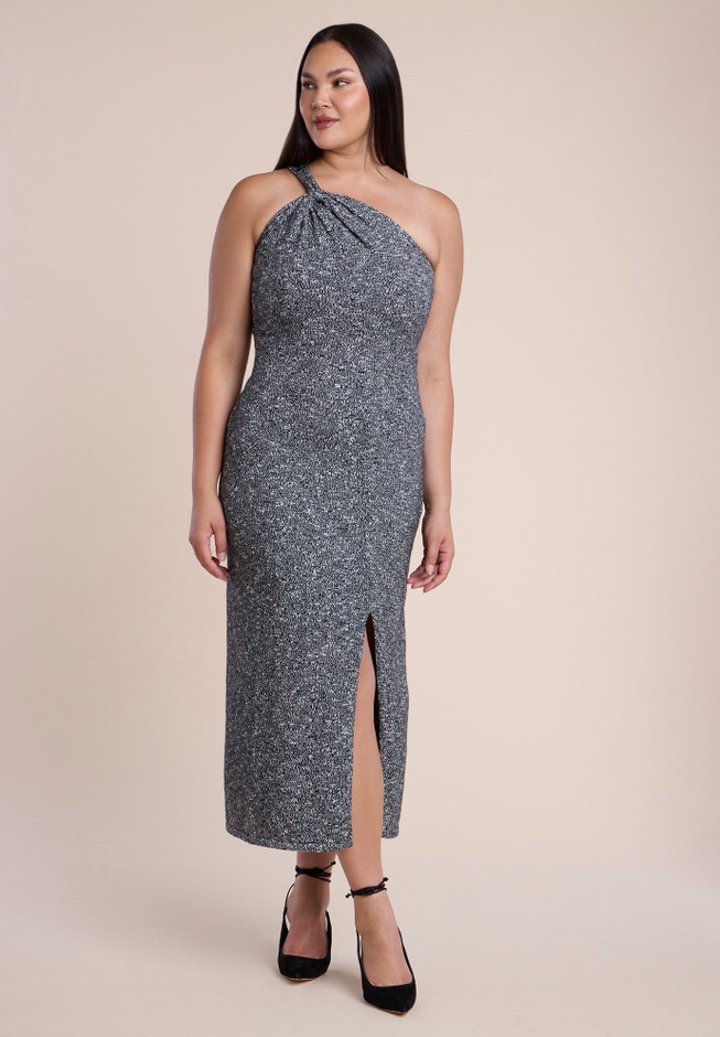 Twisted One-Shoulder Sweater Maxi Dress image number 2