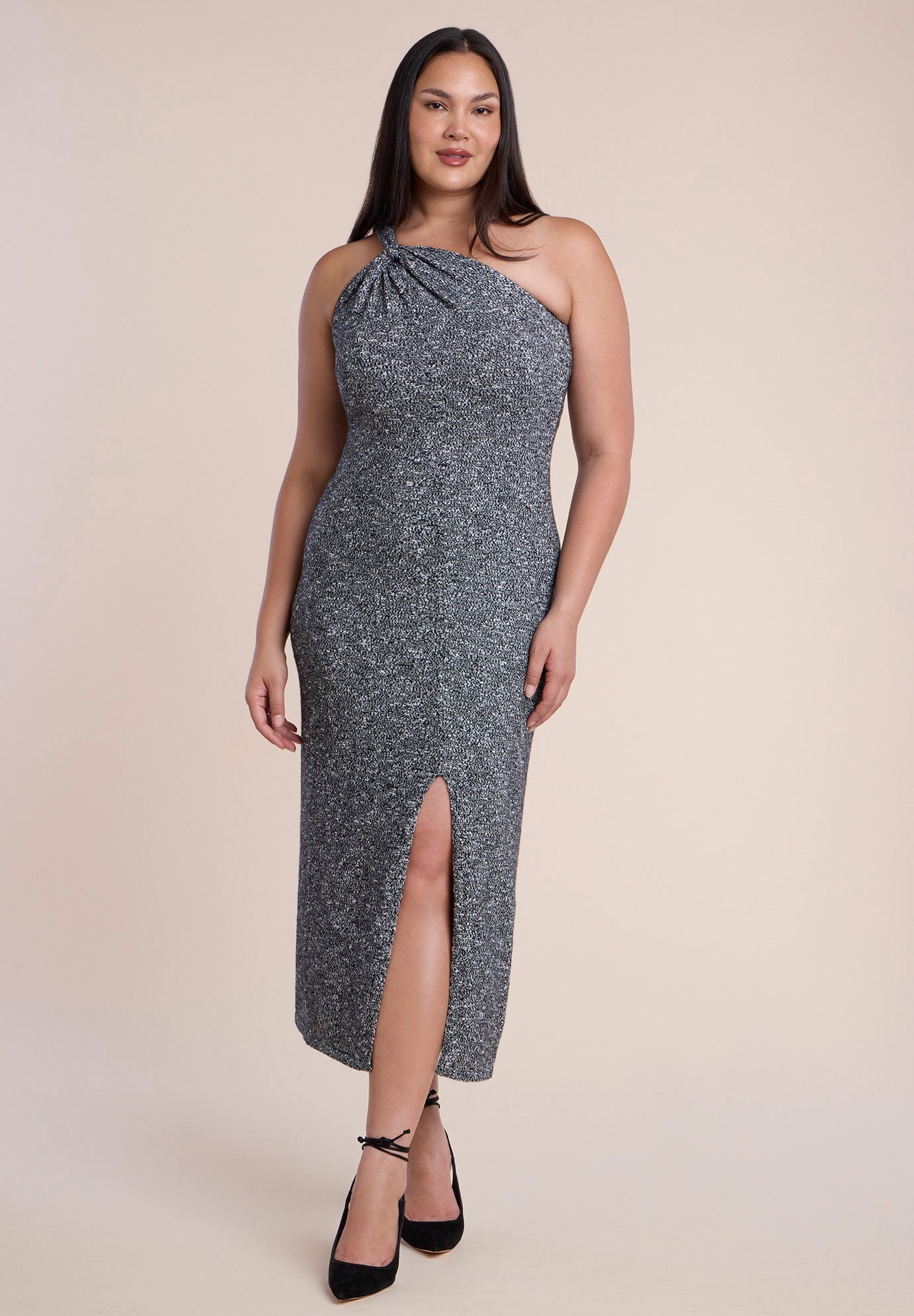 Twisted One-Shoulder Sweater Maxi Dress image number 0