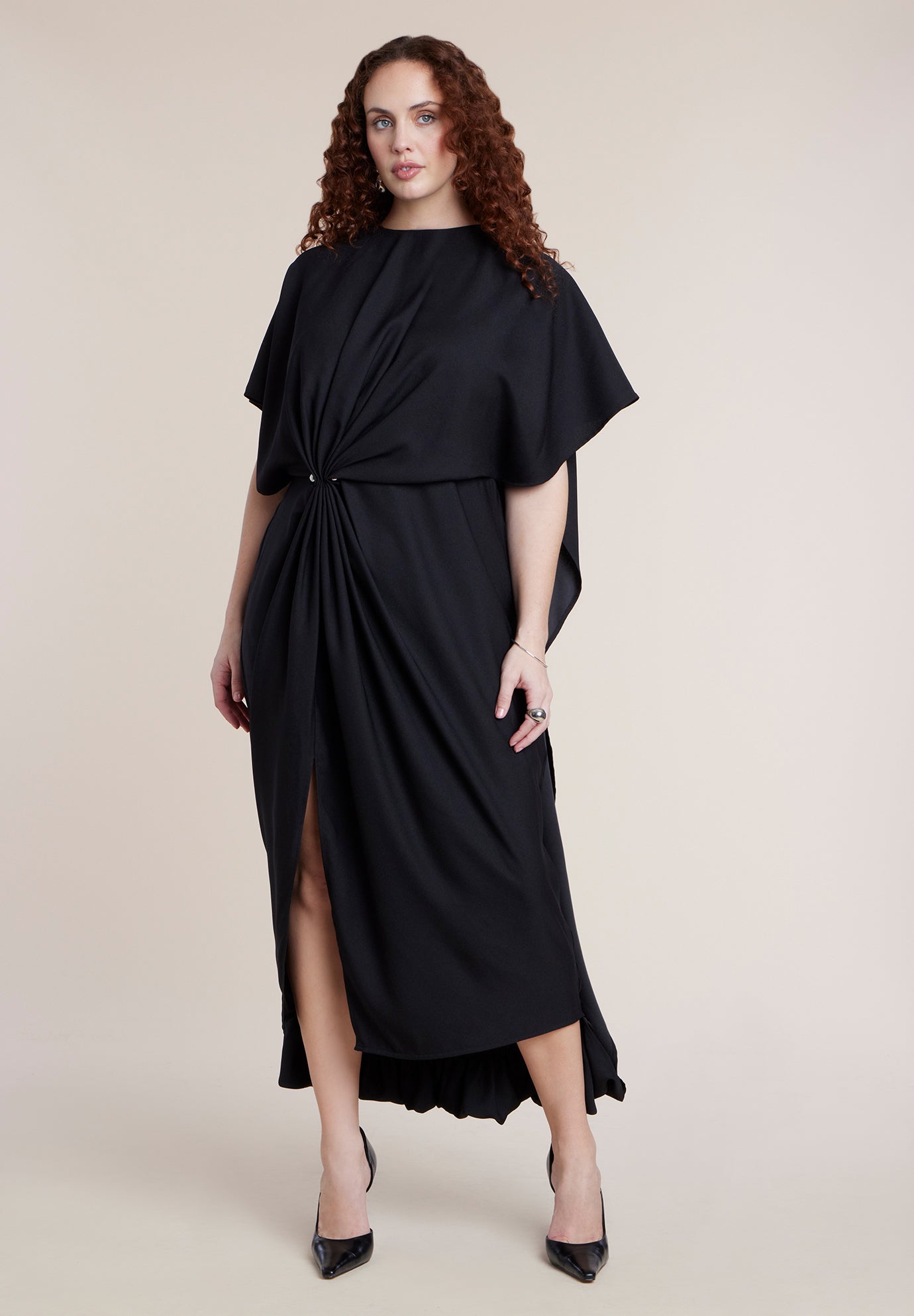 Draped Cape High-Low Maxi Dress image number 0
