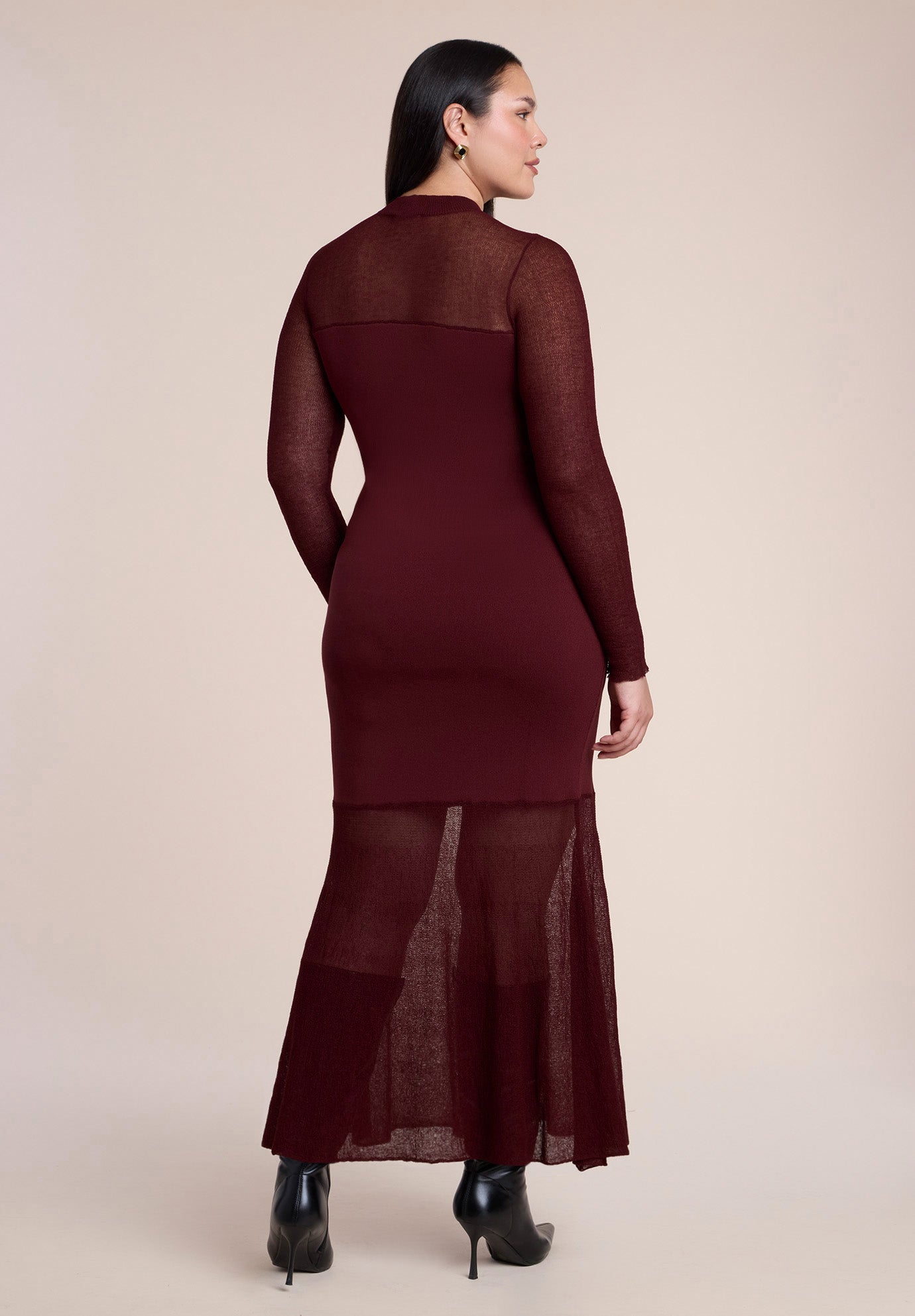 Sheer Panel Sweater Maxi Dress image number 2