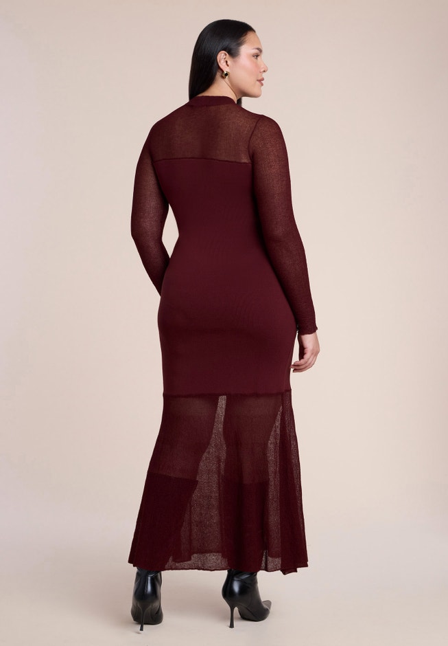 Sheer Panel Sweater Maxi Dress image number 2