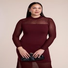 Sheer Panel Sweater Maxi Dress image number 3