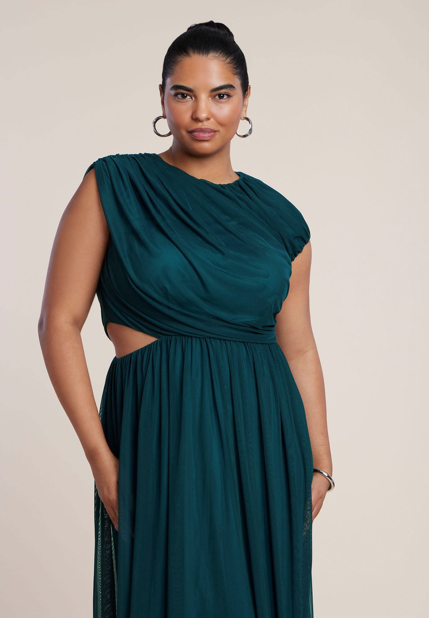 Asymmetric Draped Knit Maxi Dress image number 3