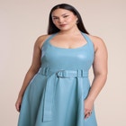 Faux Leather Halter Midi Dress image number 3