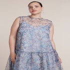 Printed Organza Drop Waist Midi Dress image number 3