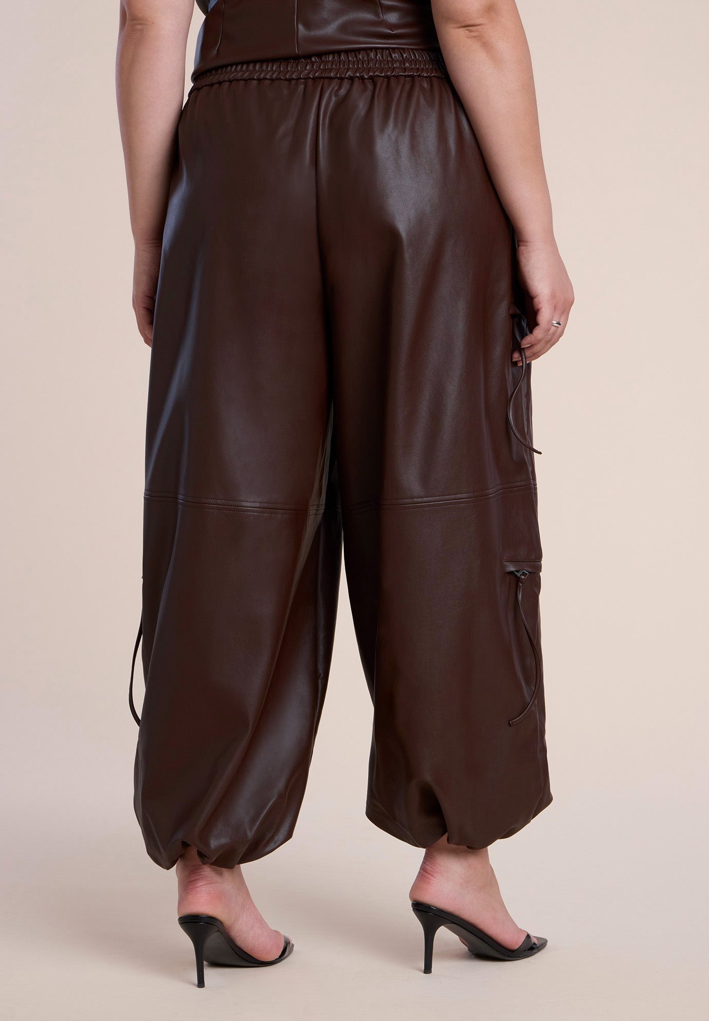 Zipper Detail Faux Leather Jogger image number 3