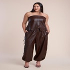 Zipper Detail Faux Leather Jogger image number 0