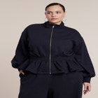 Cinched Zip-Front Peplum Sweatshirt image number 0