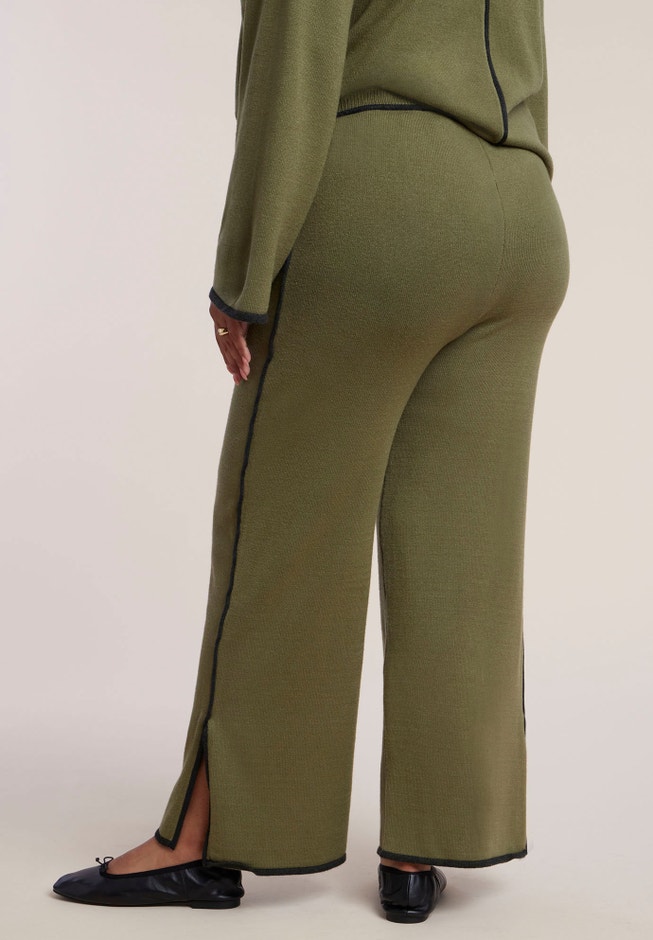 Tipping Detail Side Slit Sweater Pant image number 2