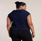 Asymmetric Zip-Front Stretch Denim Top image number 1