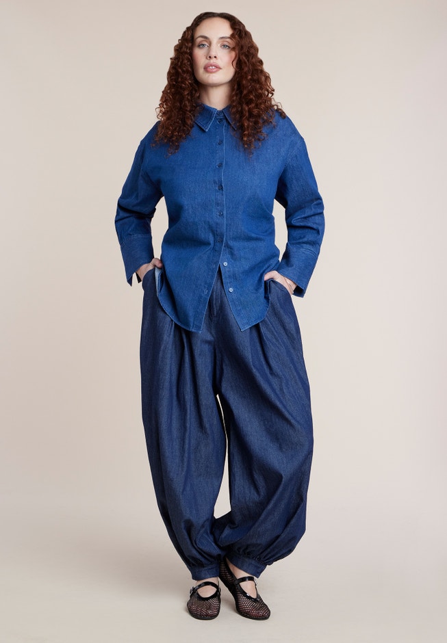 Tie-Back Chambray Button Up Top image number 2