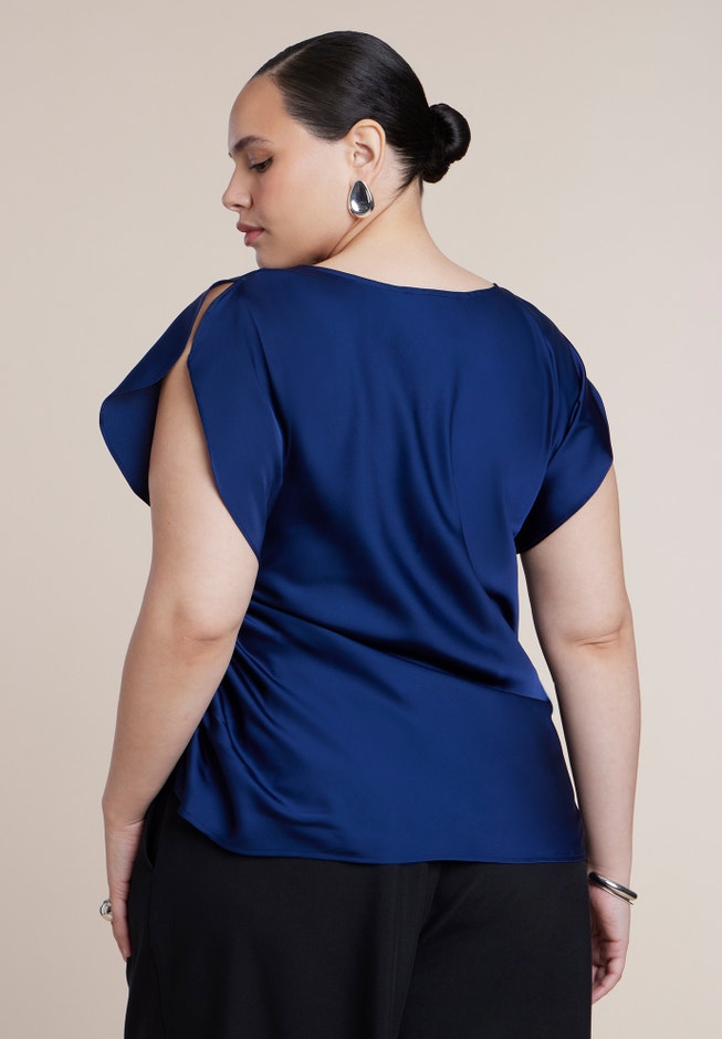 Flutter Sleeve Draped Satin Top image number 1